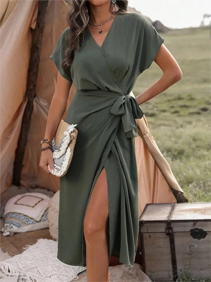 Bellenica - Elegant Summer V-Neck Wrap Dress