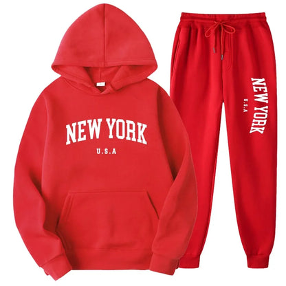 Bellanica - New York Print Casual Hoodie Set