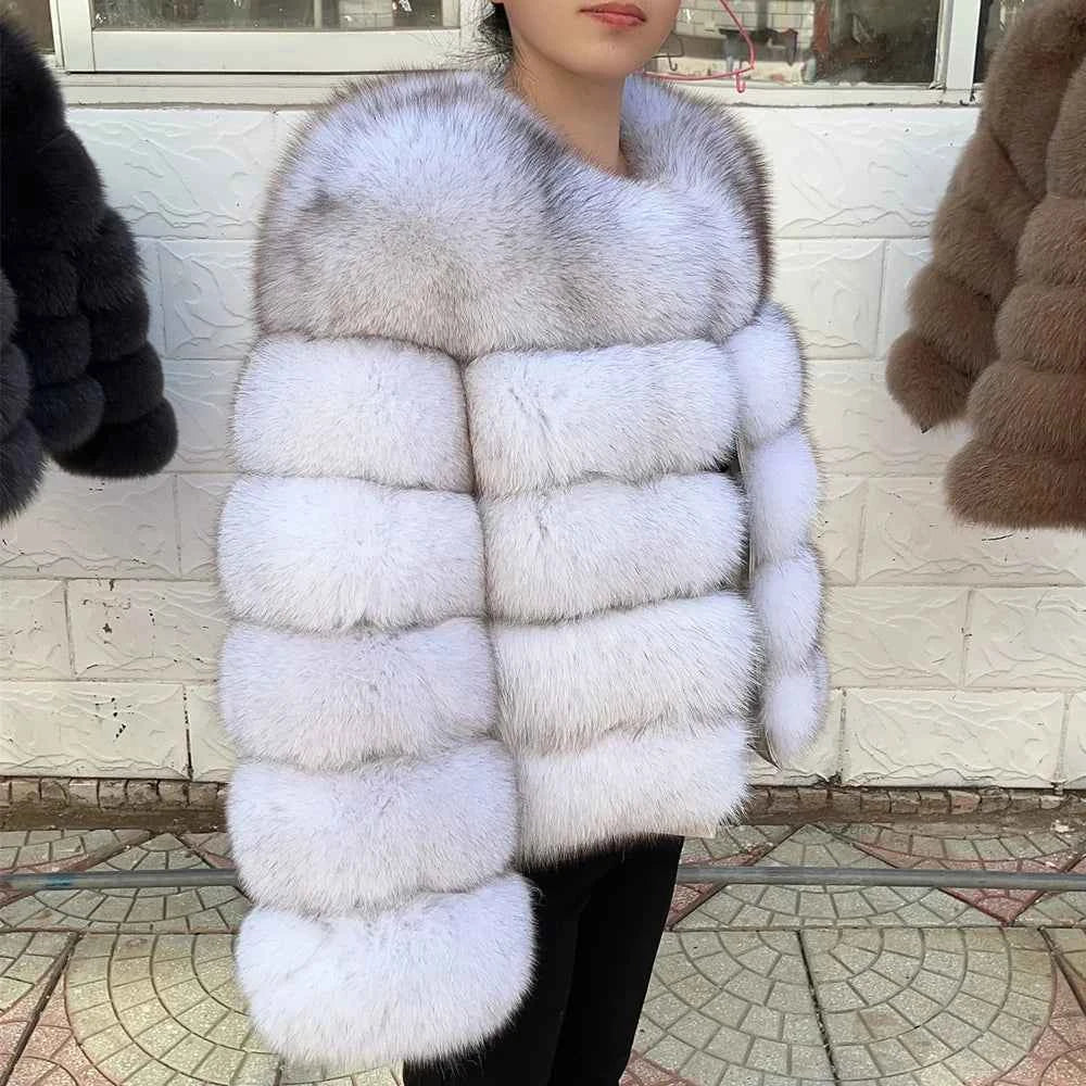 Faux Fox Fur Coat – White