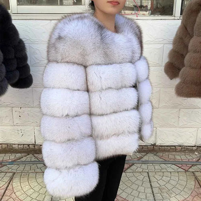 Faux Fox Fur Coat – White