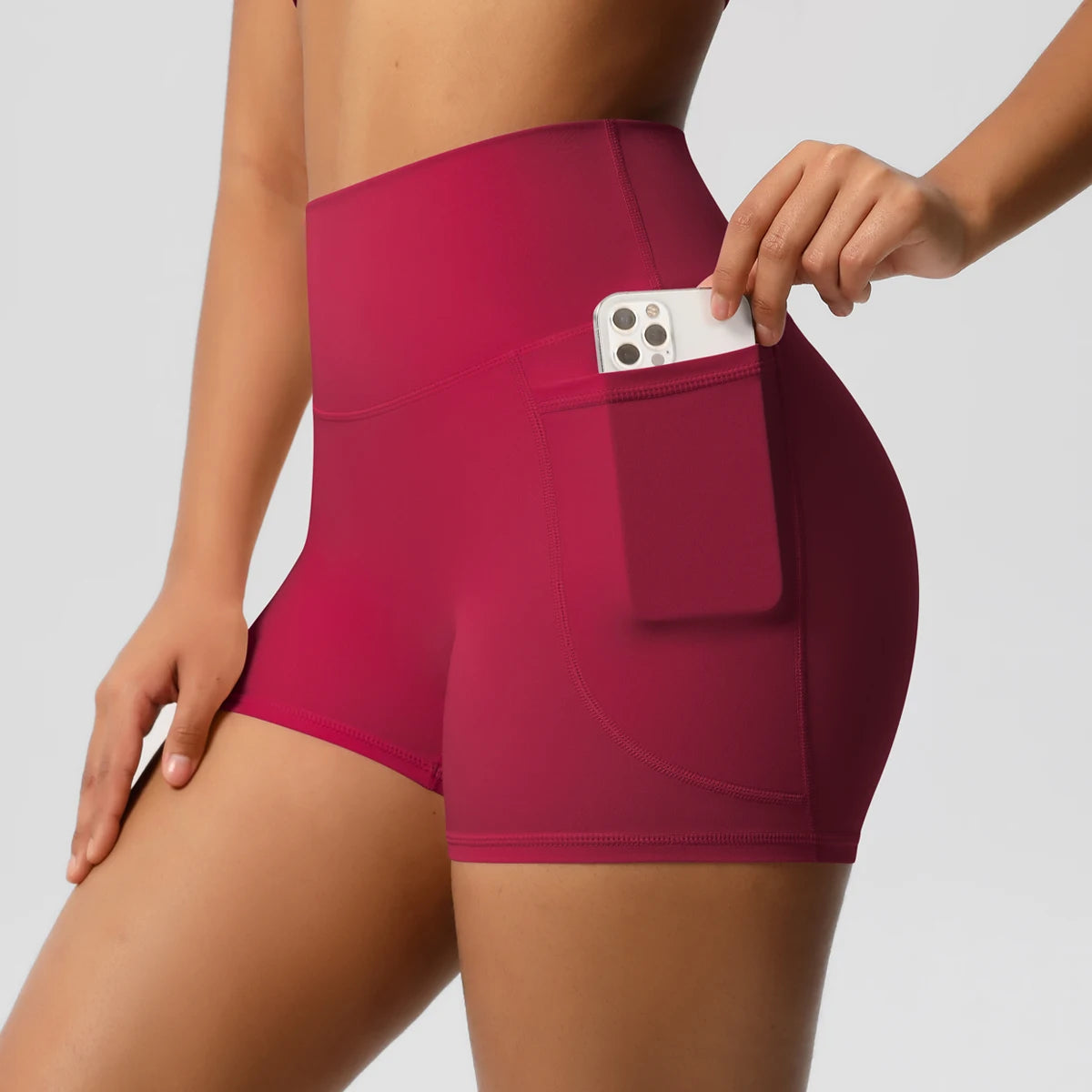 Bellanica - High-waist pocketed squat-proof shorts