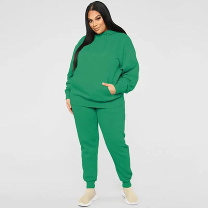 Bellanica - Loose Plus-Size Hooded Sweater Suit