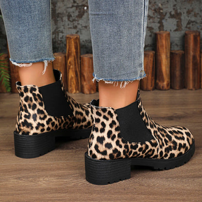 Bellanica - Leopard thick-bottom Chelsea boots