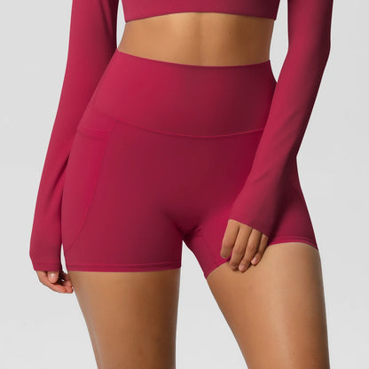 Bellanica - High-waist pocketed squat-proof shorts