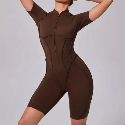 Bellanica - Seamless Zipper Yoga Gym Jumpsuit