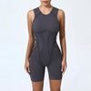Padded Scrunch-Seam Fitness Jumpsuit