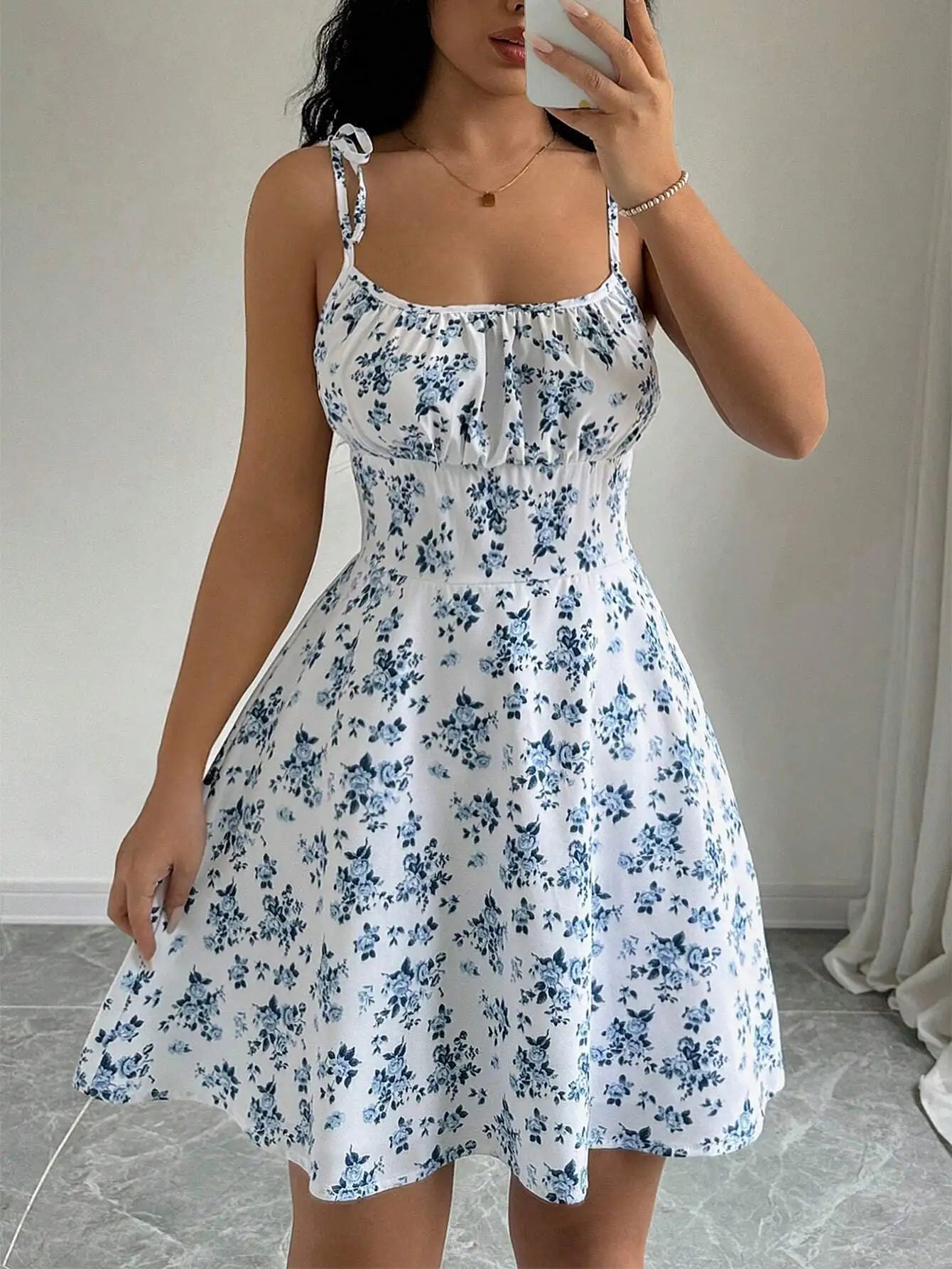 Bellanica - Floral Spaghetti Strap Summer Dress