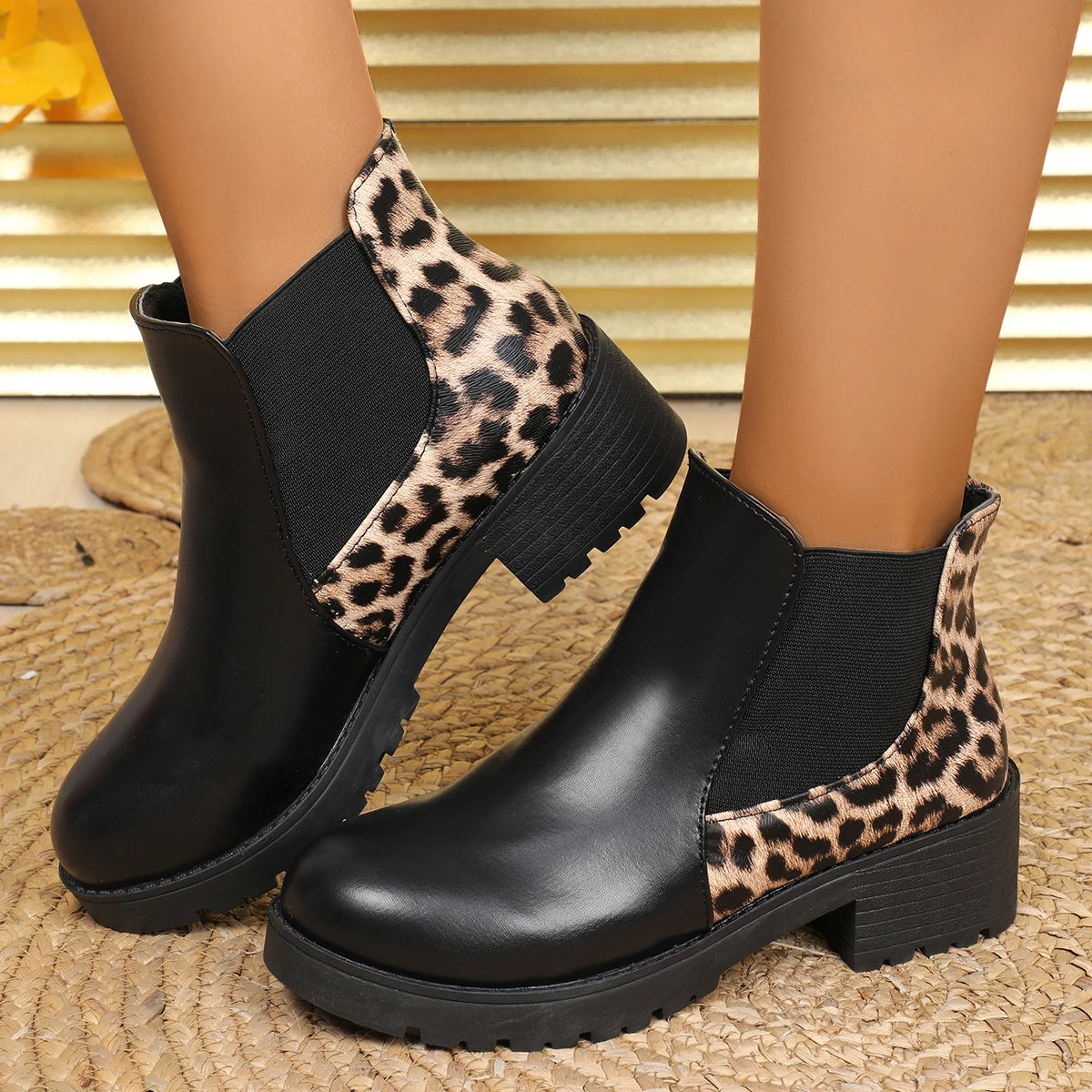 Bellanica - Leopard thick-bottom Chelsea boots