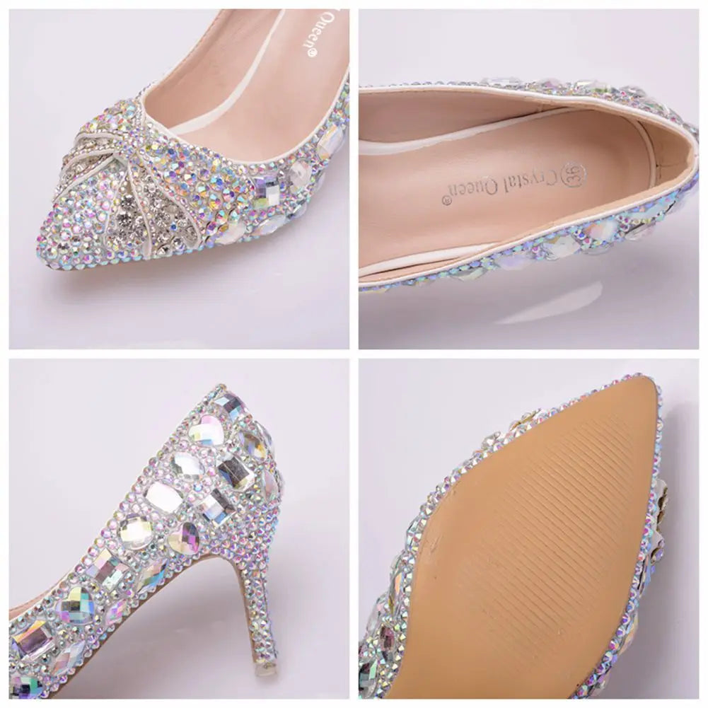 Crystal Bow Transparent Square-Heel Pumps