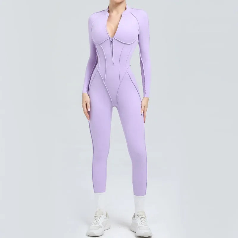 Bellanica - Seamless Zipper Yoga Gym Jumpsuit