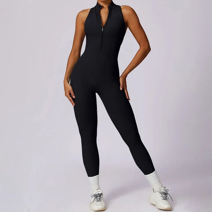 Bellanica - Backless Scrunch Zip Gym Jumpsuit