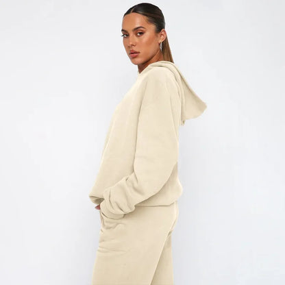 Bellanica - Women's Solid Hooded Sweatshirt Set