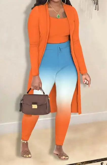 Women's Striped Three-Piece Pants Outfit Set