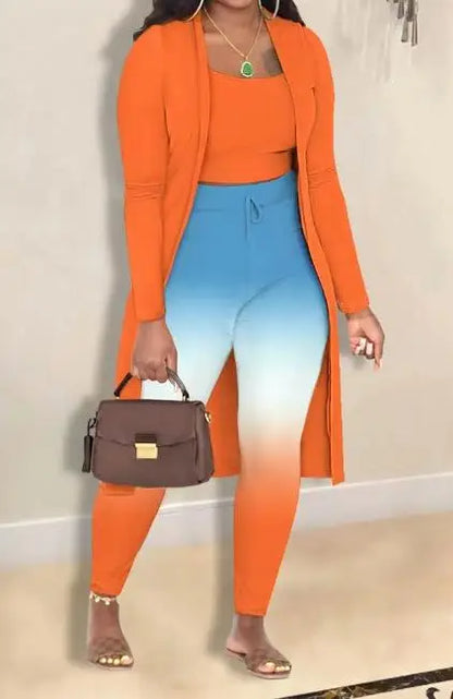 Women's Striped Three-Piece Pants Outfit Set