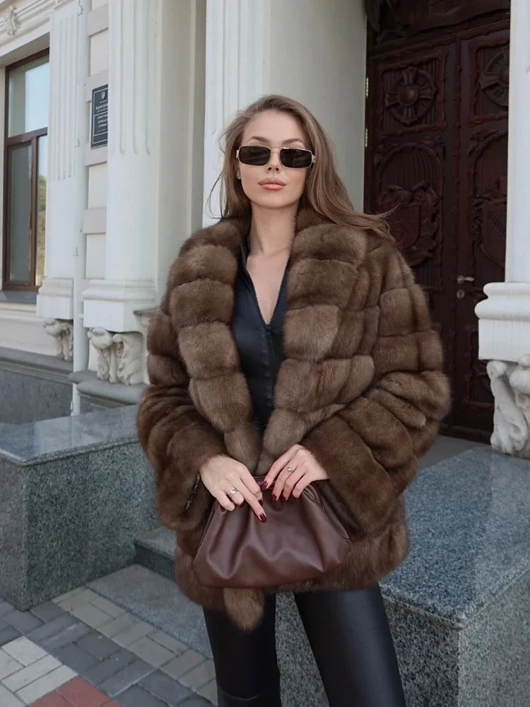 Bellanica - Fashion Patchwork Faux Fur Coat Jacket