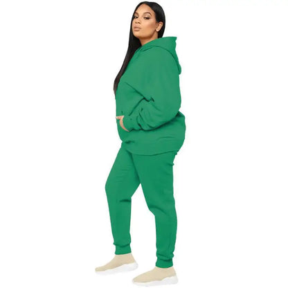 Bellanica - Loose Plus-Size Hooded Sweater Suit