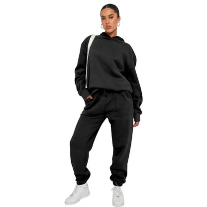 Bellanica - Women's Solid Hooded Sweatshirt Set