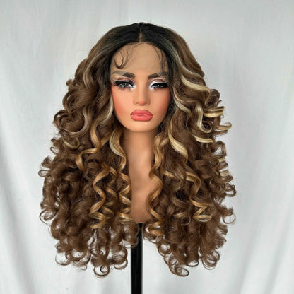 X-TRESS Long Curly Lace Front Wig