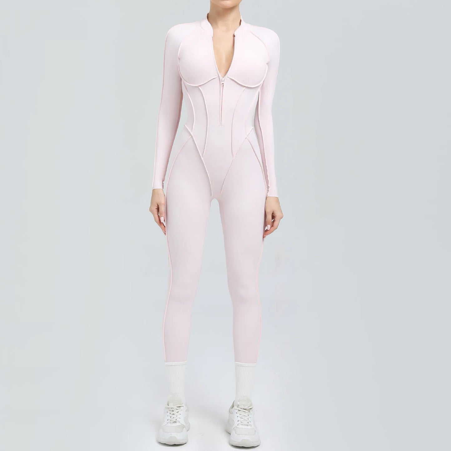 Bellanica - Seamless Zipper Yoga Gym Jumpsuit