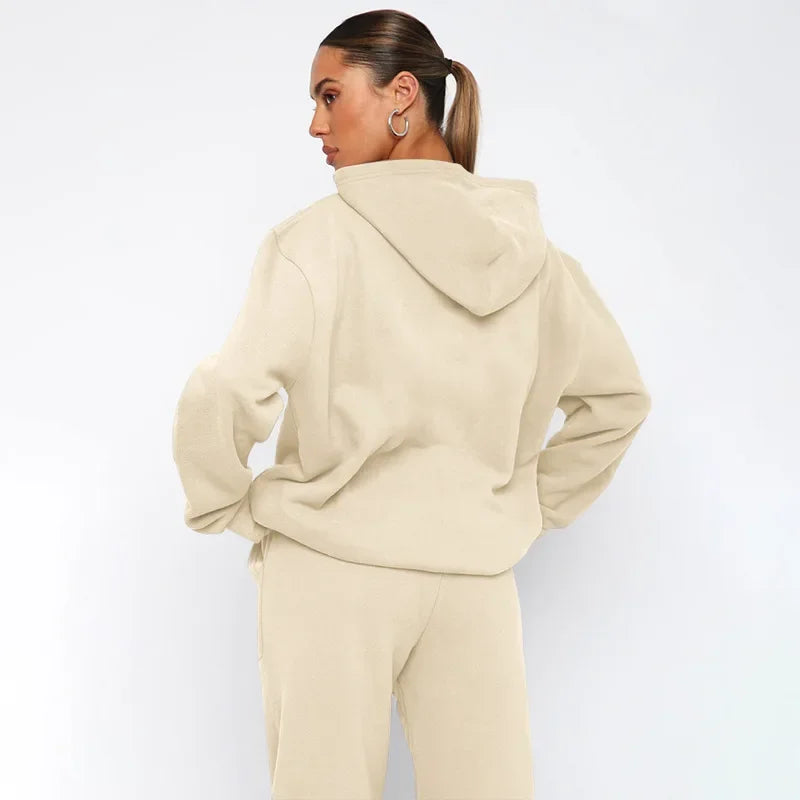 Bellanica - Women's Solid Hooded Sweatshirt Set