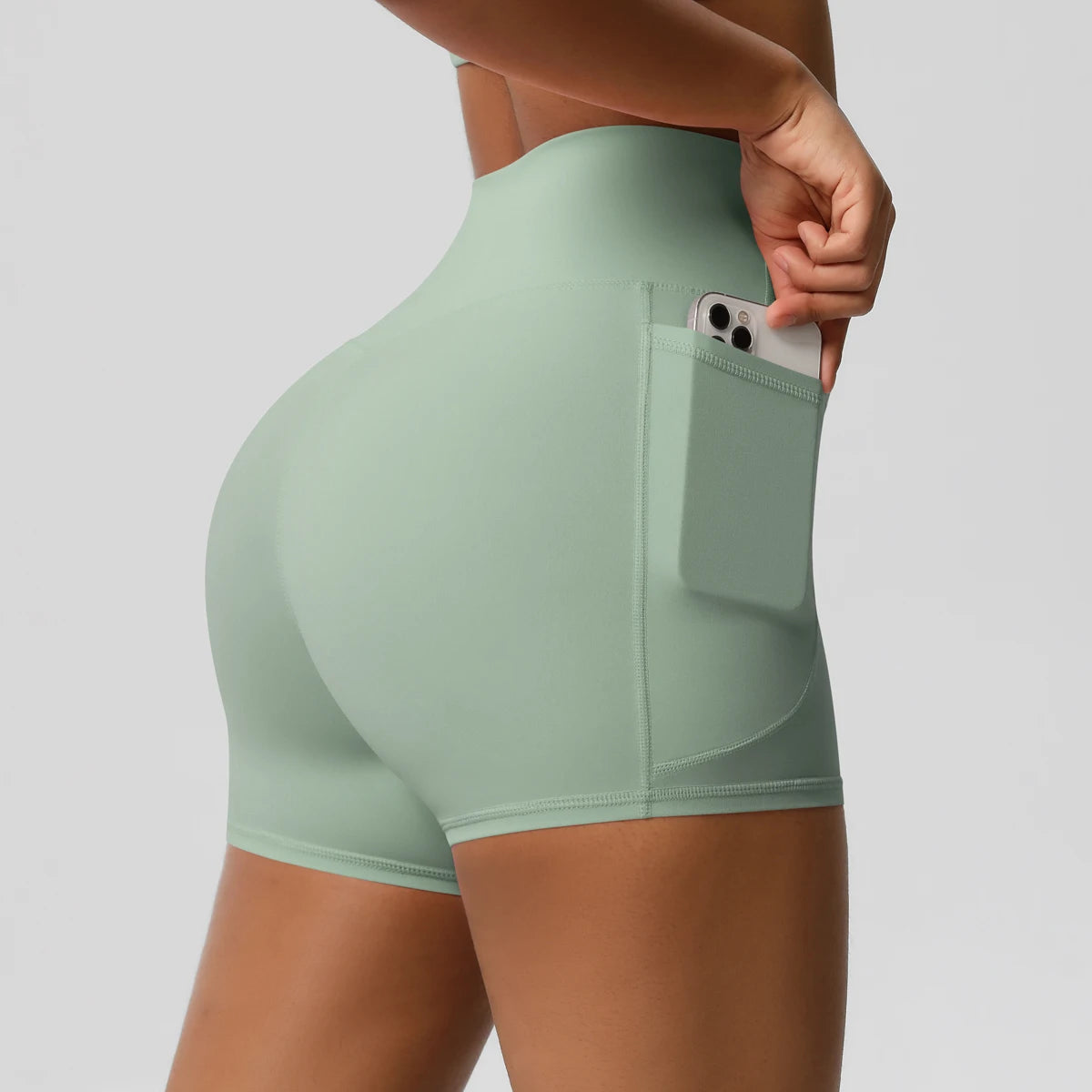 Bellanica - High-waist pocketed squat-proof shorts