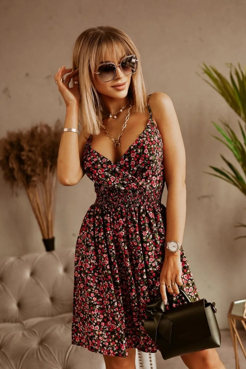 Bellanica - Floral Summer Wrap Spaghetti Dress