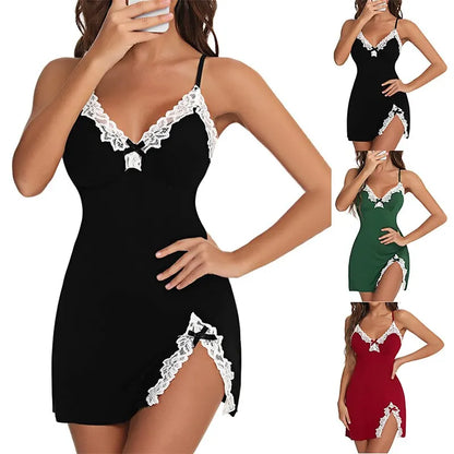 Bellanica - Silky Lace V-Neck Nightgown