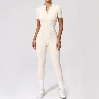 Bellanica - Seamless Zipper Yoga Gym Jumpsuit