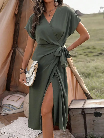 Bellenica - Elegant Summer V-Neck Wrap Dress