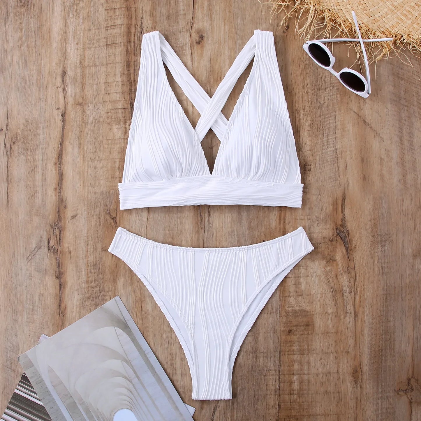 Bellanica - Crinkled High-Cut Bikini Set