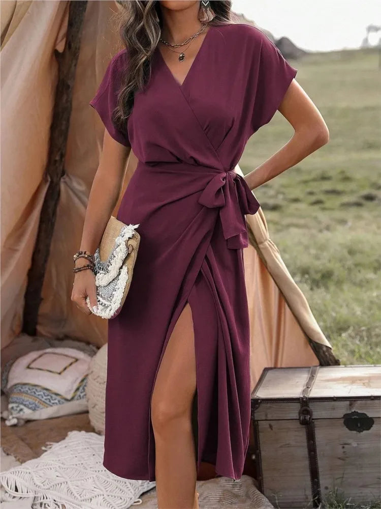 Bellenica - Elegant Summer V-Neck Wrap Dress