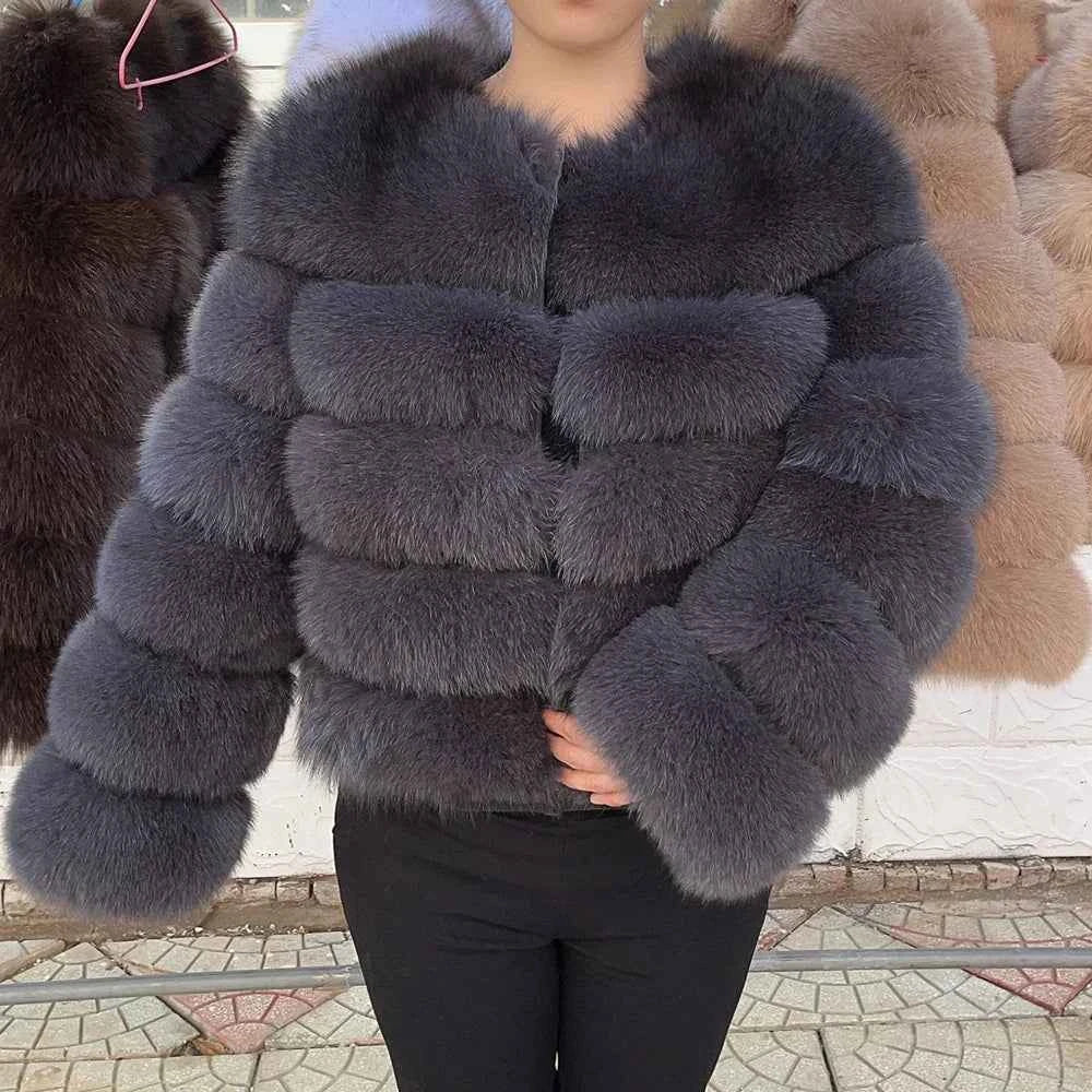 Faux Fox Fur Coat – White