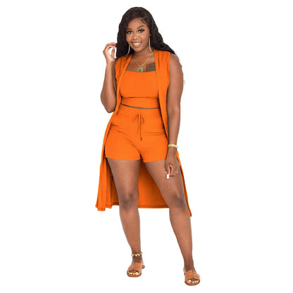 Bellanica – Damen dreiteiliges Freizeit-Shorts-Westen-Set
