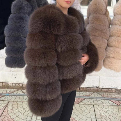 Faux Fox Fur Coat – White