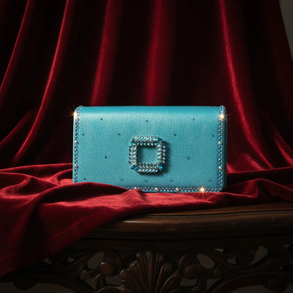 Bellanica - Escarpins argentés ornés de strass, avec sac à main de luxe