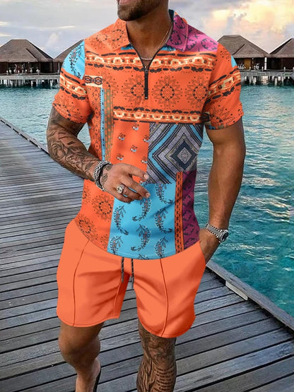 Bellanica - Men's 3D Print Polo Short Set