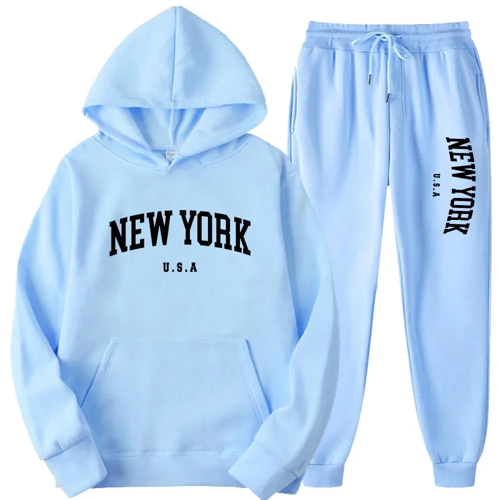 Bellanica - New York Print Casual Hoodie Set