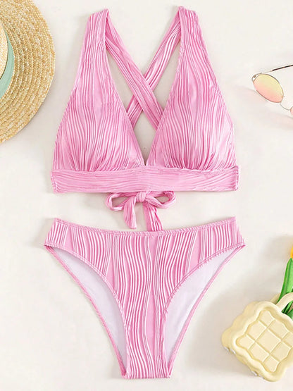 Bellanica - Crinkled High-Cut Bikini Set