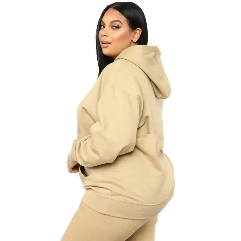 Bellanica - Loose Plus-Size Hooded Sweater Suit