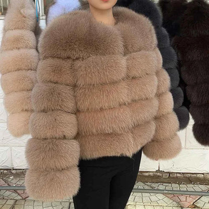 Faux Fox Fur Coat – White