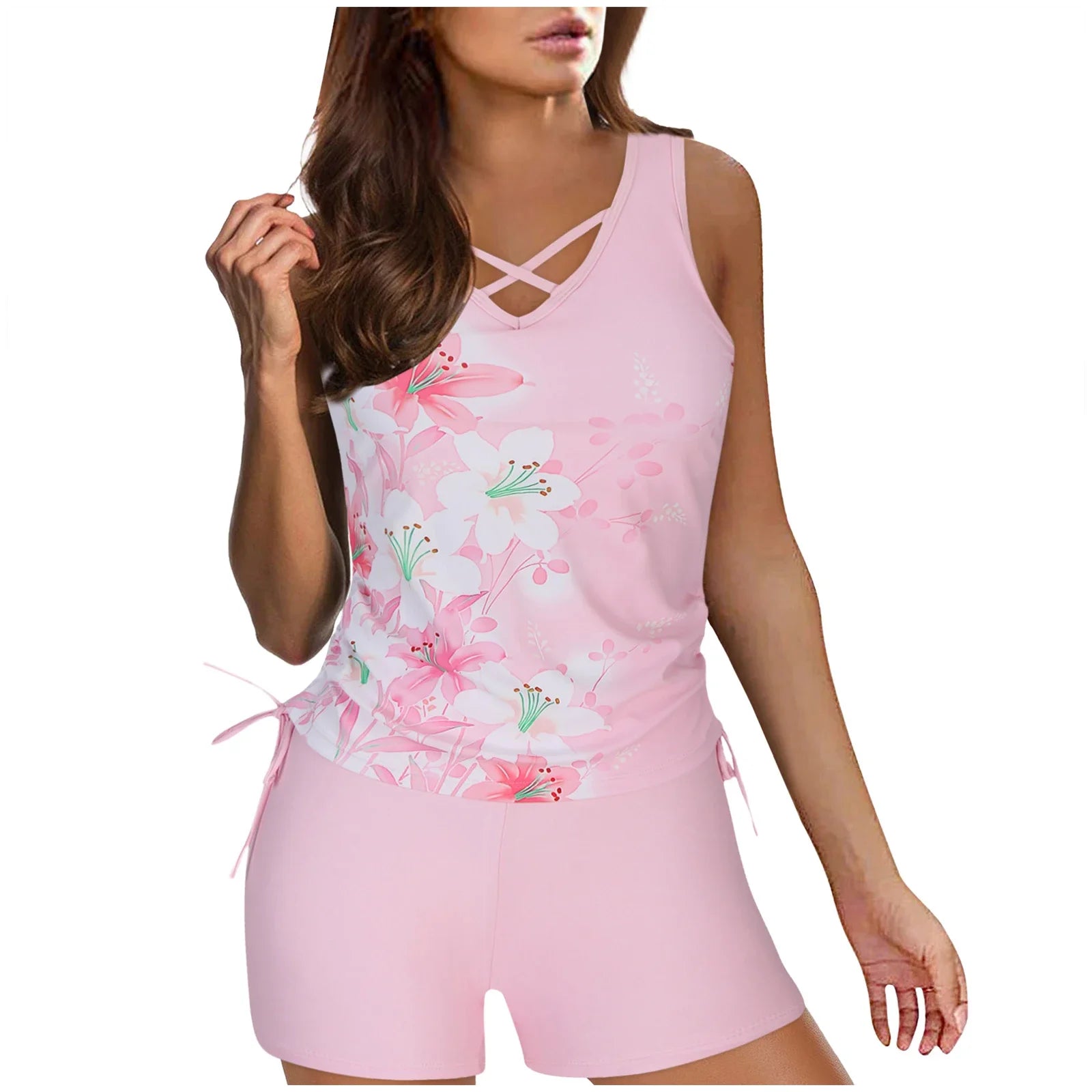 Vintage Printed Tankini Romper - back view