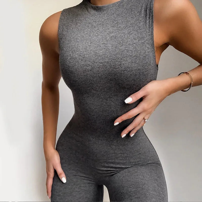 Bellanica - Slim Sleeveless Sporty Pencil Jumpsuit