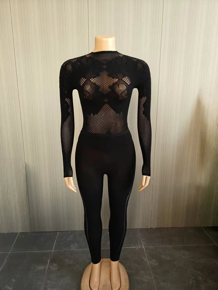 Mesh Long Sleeve Leggings Club Set