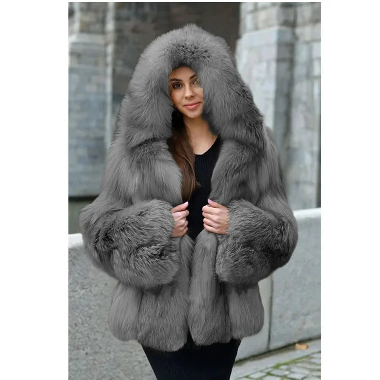 Bellanica - Warmth Fox Fur Coat Women's Large Size