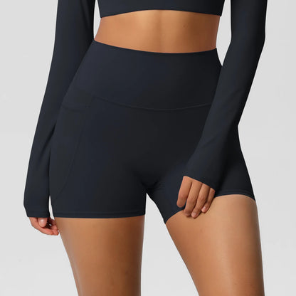Bellanica - High-waist pocketed squat-proof shorts