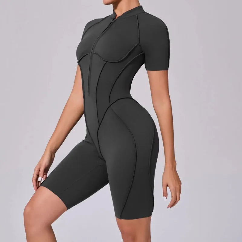 Bellanica - Seamless Zipper Yoga Gym Jumpsuit