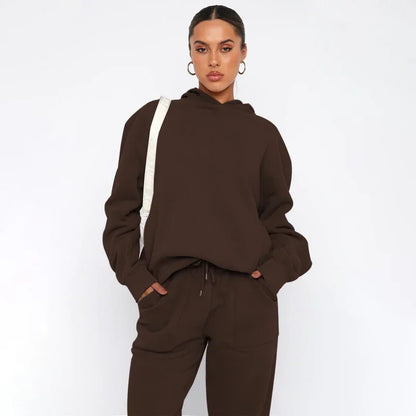 Bellanica - Women's Solid Hooded Sweatshirt Set