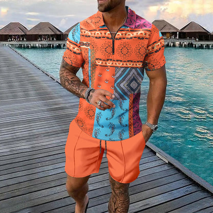 Bellanica - Men's 3D Print Polo Short Set