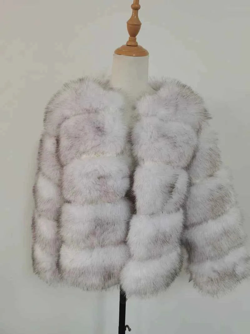 Faux Fox Fur Coat – White