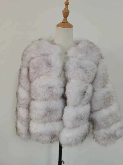 Faux Fox Fur Coat – White